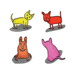 colorful Dogs vector illustration, animals
