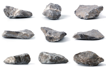 Group of Stones collection with soft shadow on white background.