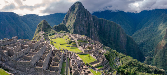 Panorama of the Machu Picchu in Cusco, Peru. Inca's building one of the of the New Seven Wonders of the World. - obrazy, fototapety, plakaty