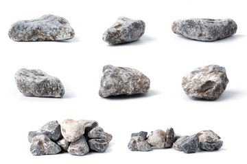 Fototapeta na wymiar Group of Stones collection with soft shadow on white background.
