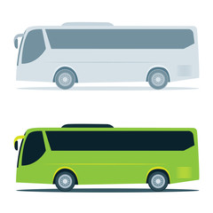 Bus. Modern tourist white bus vector illustrations set.  Coach city bus with blank surface. © Goga