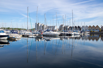 Fototapeta na wymiar Yachts at mooring and docks