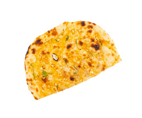 Indian Healthy Cuisine Garlic Bread Also Know as Garlic Naan, Coriander Naan, Indian Flat bread or Garlic Nan on White Background