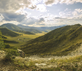 landscape with mountains and clouds
