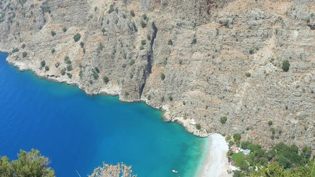 Beautiful aerial view of The Butterfly Valley in Fethiye, Turkey