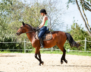 Obraz premium riding girl and horse