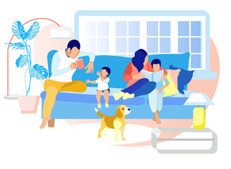 Happy Family Leisure Time in Evening or Weekend.