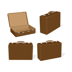 Suitcase. Suitcases vector illustrations set. Vintage travel luggage isolated on white background. Part of set. 