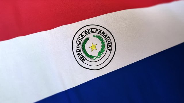 Paraguay national flag seamlessly waving on realistic satin texture