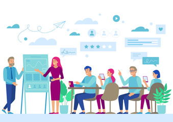 Company Business Leader Meeting with Employees