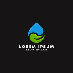 leaf water drop logo template design - vector
