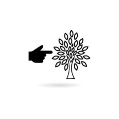 Hand with pointed finger with symbolic tree