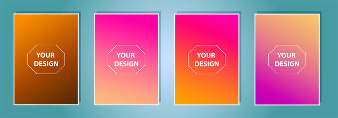 Modern cover template design. Set of trendy colorful gradient vector illustrations. Background for flyer, social media post, screen, mobile app, wallpaper