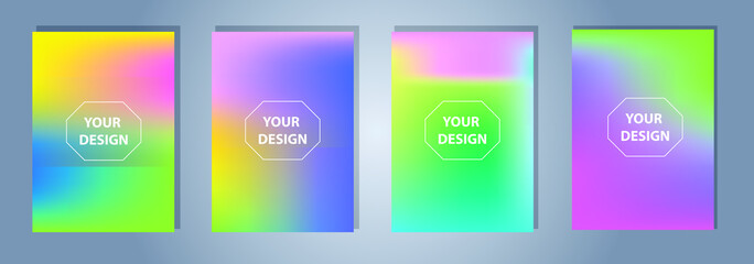 Modern cover template design. Set of trendy colorful gradient vector illustrations. Background for flyer, social media post, screen, mobile app, wallpaper