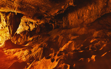Inside stone cave of hell