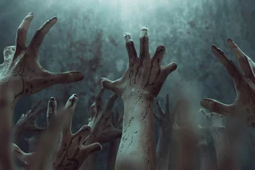 Fotobehang Bloody zombie hands, halooween theme © fotokitas