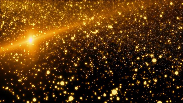 abstract dust sparks and golden stars, Futuristic Technology digital,Flying Planets, Splash of data points, animation 3D rendering