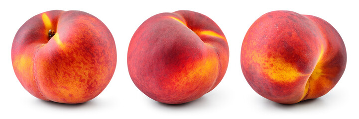 Obraz premium Peach isolate. Peach set on white background. Full depth of field. With clipping path.