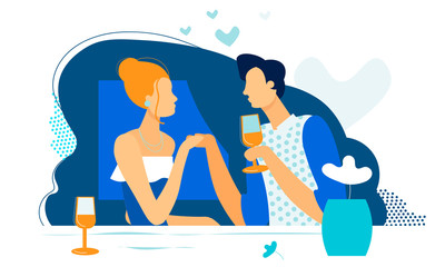 Couple Dating in Restaurant. Romantic Relations