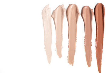 Foundation swatches on a white background