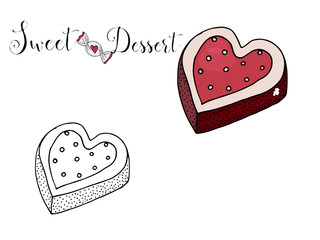 Vector isolated dessert with candy on the white background