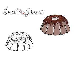 Vector isolated dessert with candy on the white background