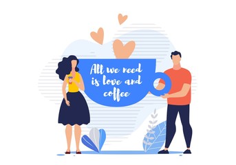 Bright Poster All We Need is Love and Coffee.