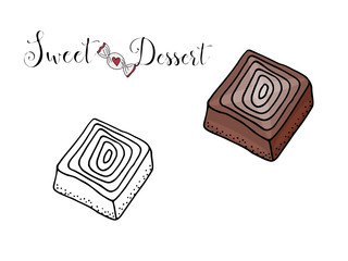 Vector isolated dessert with candy on the white background