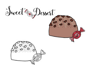 Vector isolated dessert with candy on the white background