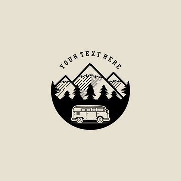 Van Life Vintage Logo Vector