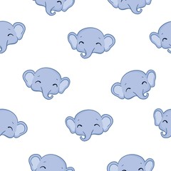 Seamless pattern with elephants. Animal simple pattern. Background of cute elephants. Vector flat for print.