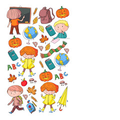 Obraz na płótnie Canvas Back to school vector pattern. Education icons for children.