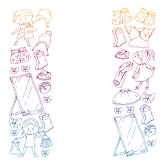 Children clothes. Background for babies, kids patterns.