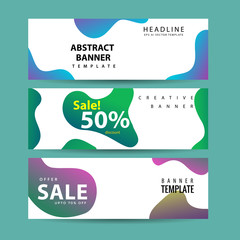 Vector abstract banner design web template. Collection of abstract fluid banners.