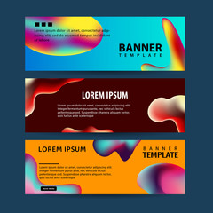 Obraz premium Set of abstract modern graphic liquid banners. Dynamical waves different colored fluid forms. Isolated templates with flowing liquid shapes.
