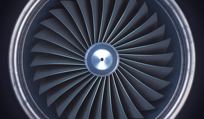 Jet engine turbine background. 3d rendering