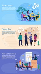 Set Bright Banner Inscription Business Conference.