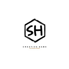 S H SH Initial logo template vector. Letter logo concept with background template.