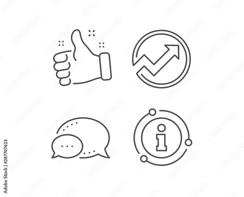 Poster chart line icon. chat bubble, info sign elements. report graph or sales growth sign in circle. analy