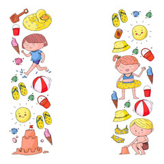Children summer vacation. Holidays with little kids. Sea, beach and ocean