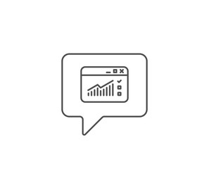Website Traffic line icon. Chat bubble design. Report chart or Sales growth sign. Analysis and Statistics data symbol. Outline concept. Thin line web Traffic icon. Vector