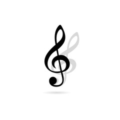 Obraz premium Treble clef icon flat style illustration for web, mobile, logo