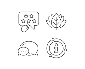 Ranking star line icon. Chat bubble, info sign elements. Click rating sign. Brand ambassador rank symbol. Linear ranking star outline icon. Information bubble. Vector