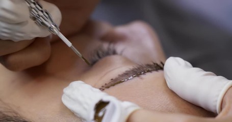 Microblading eyebrows workflow in a beauty salon