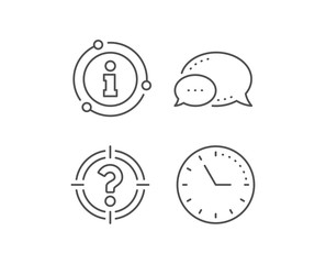 Target with Question mark line icon. Chat bubble, info sign elements. Aim symbol. Help or FAQ sign. Linear headhunter outline icon. Information bubble. Vector