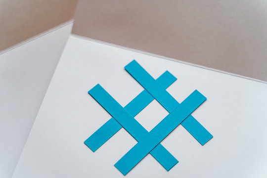 Hashtag Blue Paper On White Cardstock For Scrapbooking