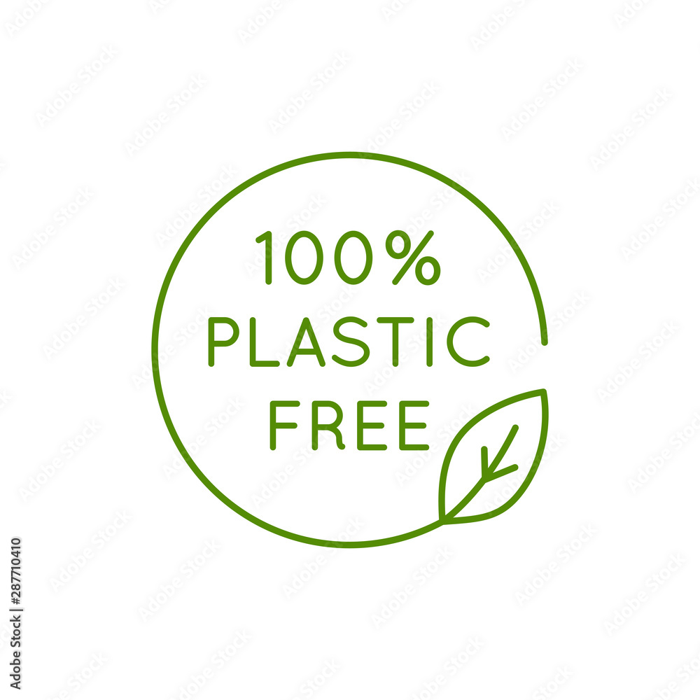 Poster vector icon and logo design template in simple linear style - 100 % plastic free