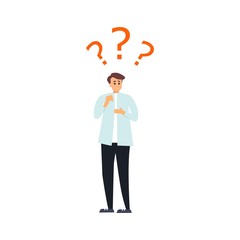 illustration business man with question marks, vector