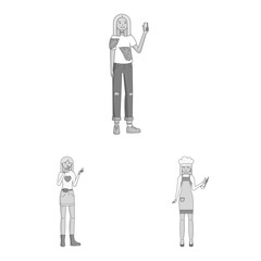 Vector design of emotions and female logo. Collection of emotions and body vector icon for stock.