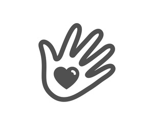 Fototapeta premium Hand with heart sign. Social responsibility icon. Charity symbol. Classic flat style. Simple social responsibility icon. Vector